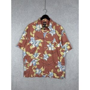 Harley Davidson Shirt Mens Size L Red Coral Hawaiian Silk Tori‎ Richard